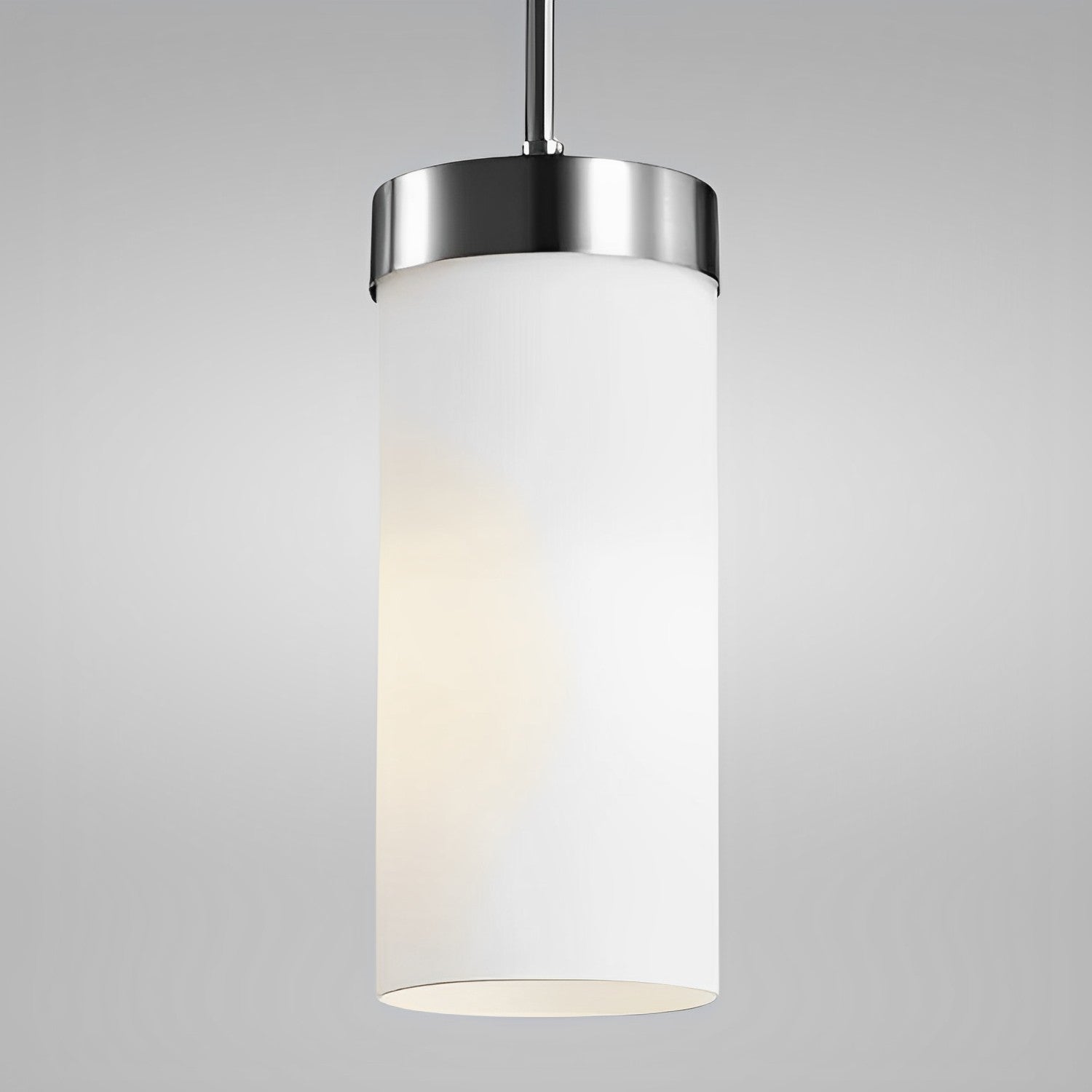3 1/2" Satin Nickel & Opal White Glass Cylinder LED Mini Pendant Light, P058 Series