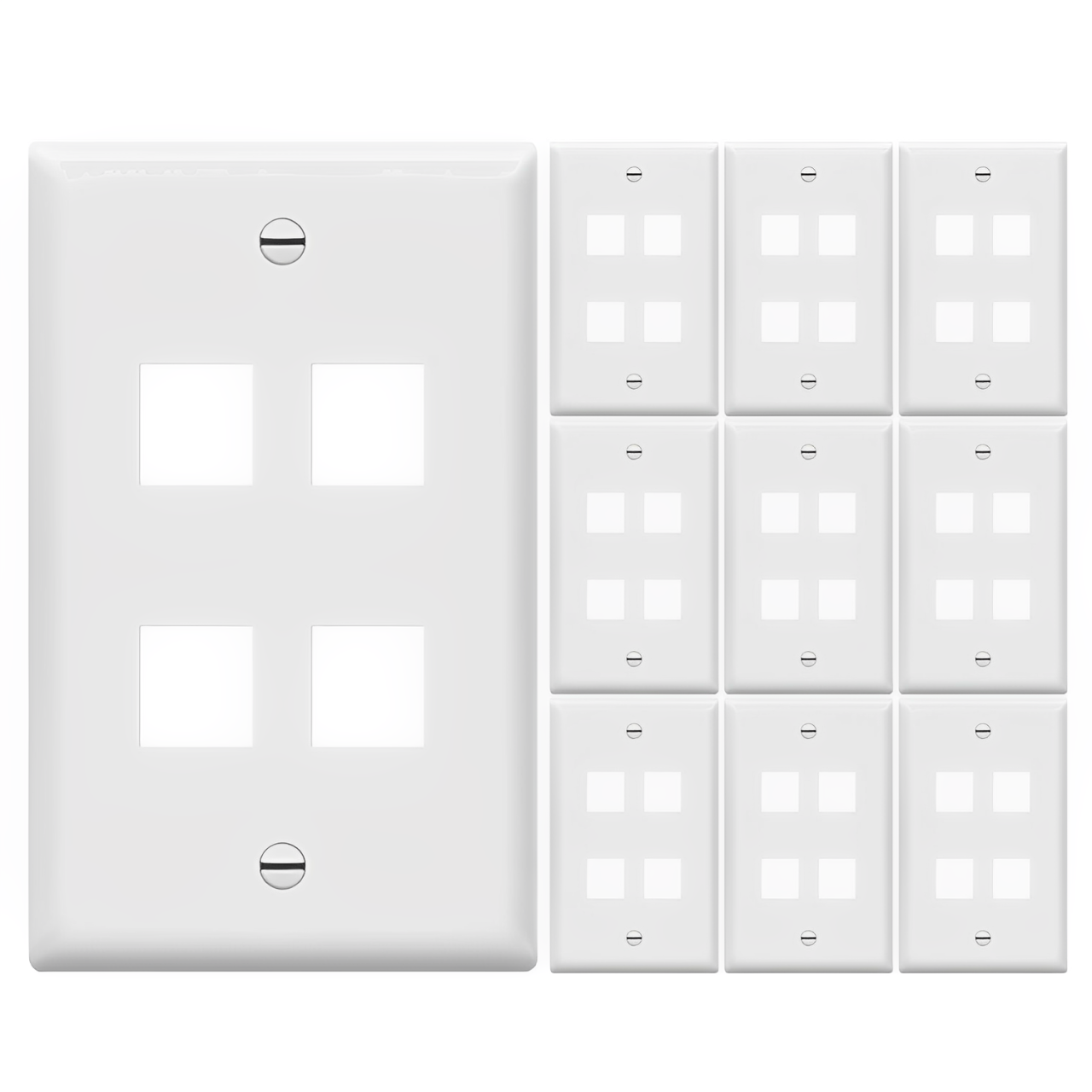 Enerlites Multimedia Face Plates 4-Port 1-Gang Keystone