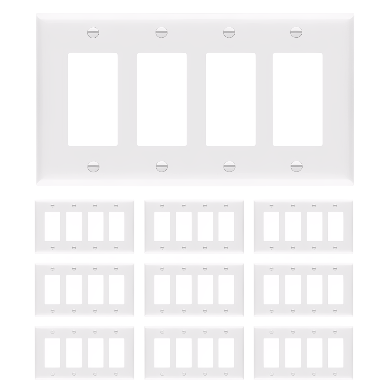 Enerlites Decorator/GFCI Four-Gang Wall Plate, Mid-Size
