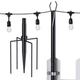 10ft String Light Pole, Black, Matte Finish