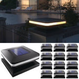 Solar LED Square Post Lights, Dusk to Dawn Photocell, Selectable CCT