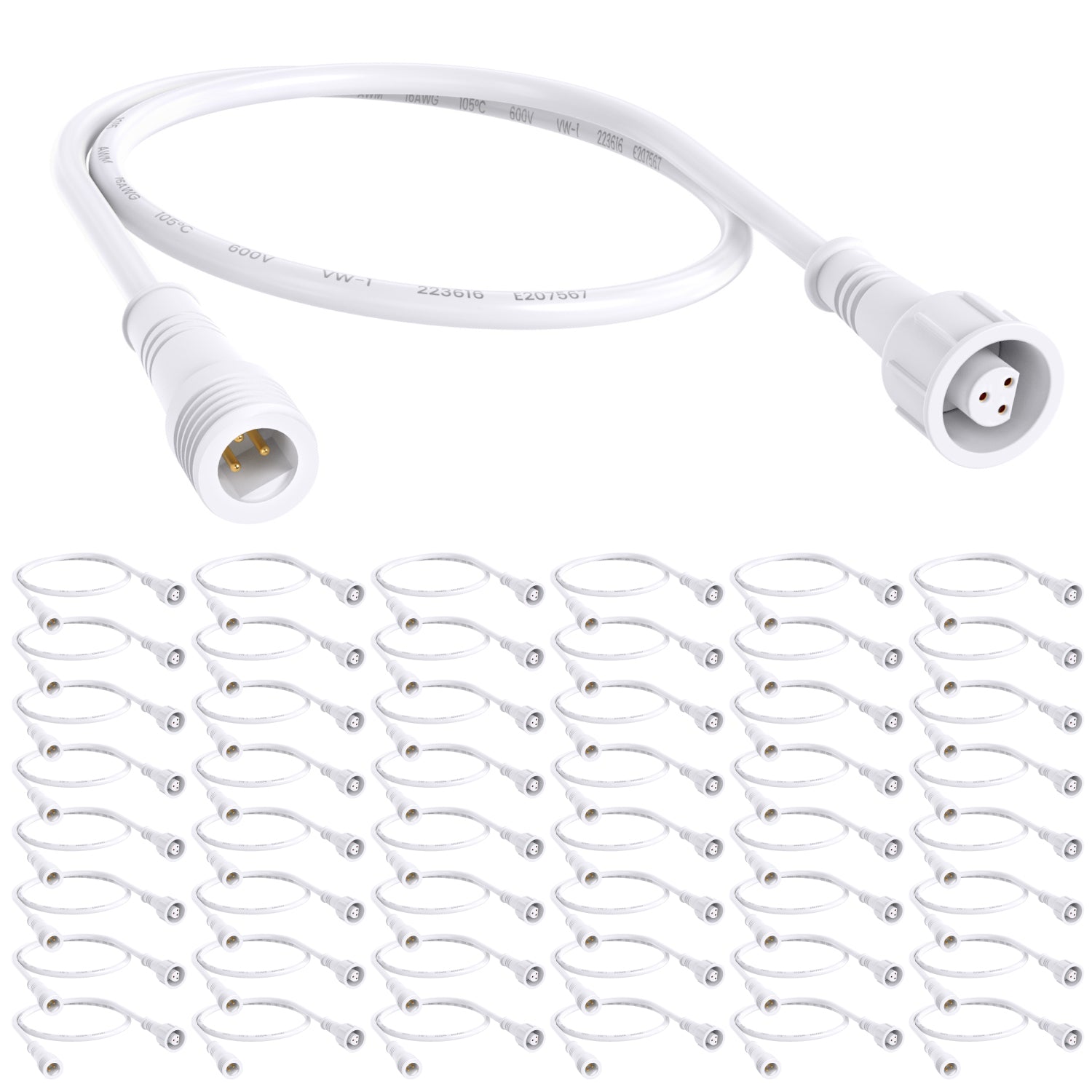 12 Inch 3-PIN Extension Cord for Sunco Selectable CCT Recessed Lights