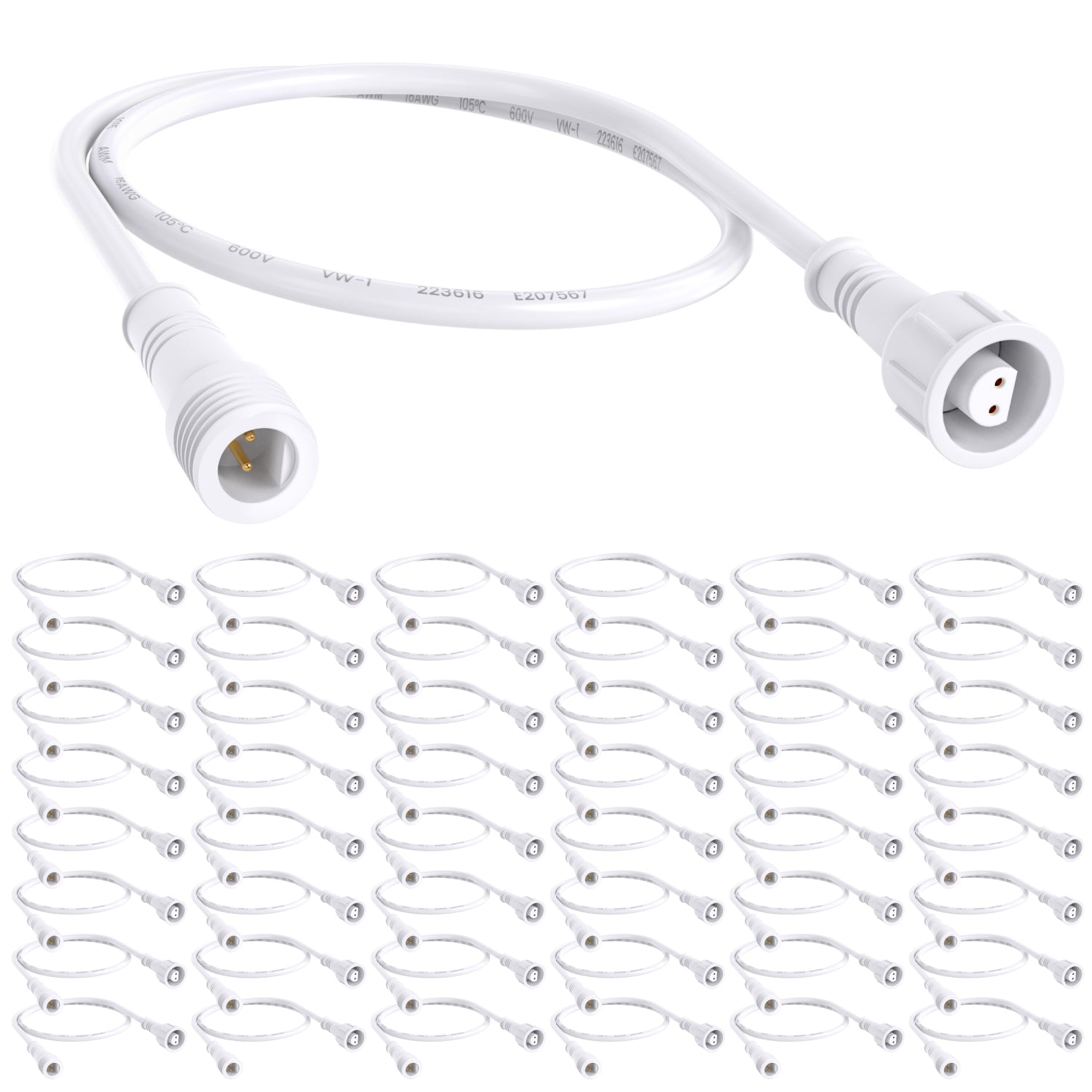 12 Inch 2-PIN Extension Cord for Sunco Single CCT Recessed Lights