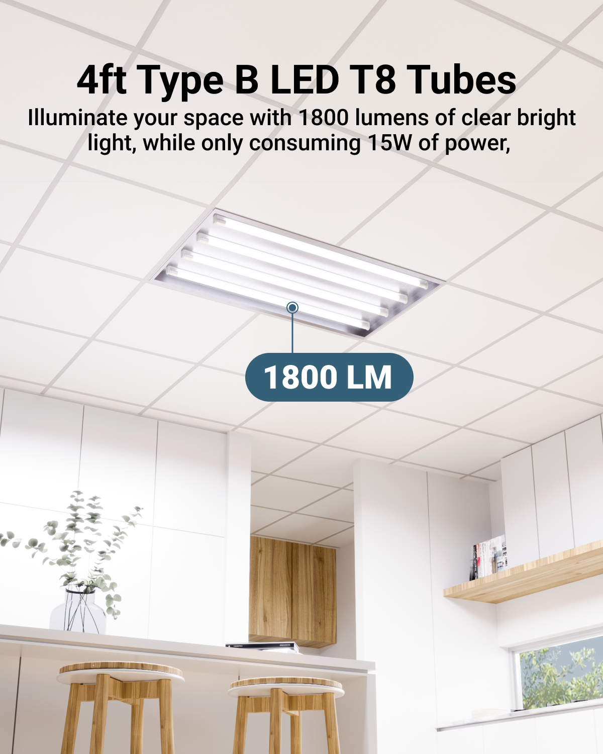 Features of the 15W T8 LED Tube. This is an instant on light, which means no waiting for the light to power on. Flip the switch and it turns on. The durable construction of this clear lens LED linear tube helps sustain this LED replacement for fluorescent tubes during its long lifespan. Also, since our LEDs do not use fluorescence, the light stays bright and will not darken over time. Replace your fluorescent tubes with Sunco T8 LED tubes for unmatched light quality and brightness.