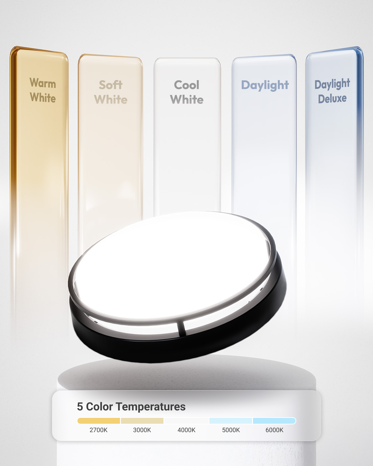 Sunco's 16 inch black ceiling fixture has selectable color temperature, ranging from 2700K to 6000K.