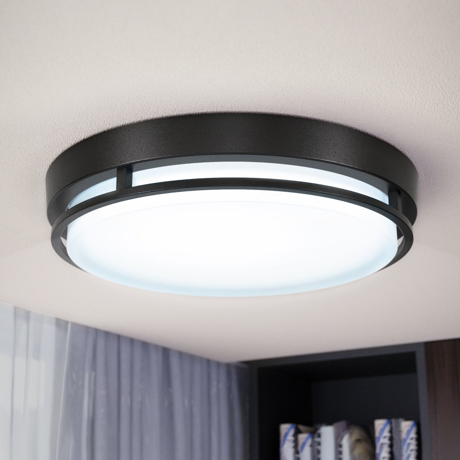 Matte-black, rust-resistant finish gives a sleek, modern touch to homes, offices, hallways, and more.