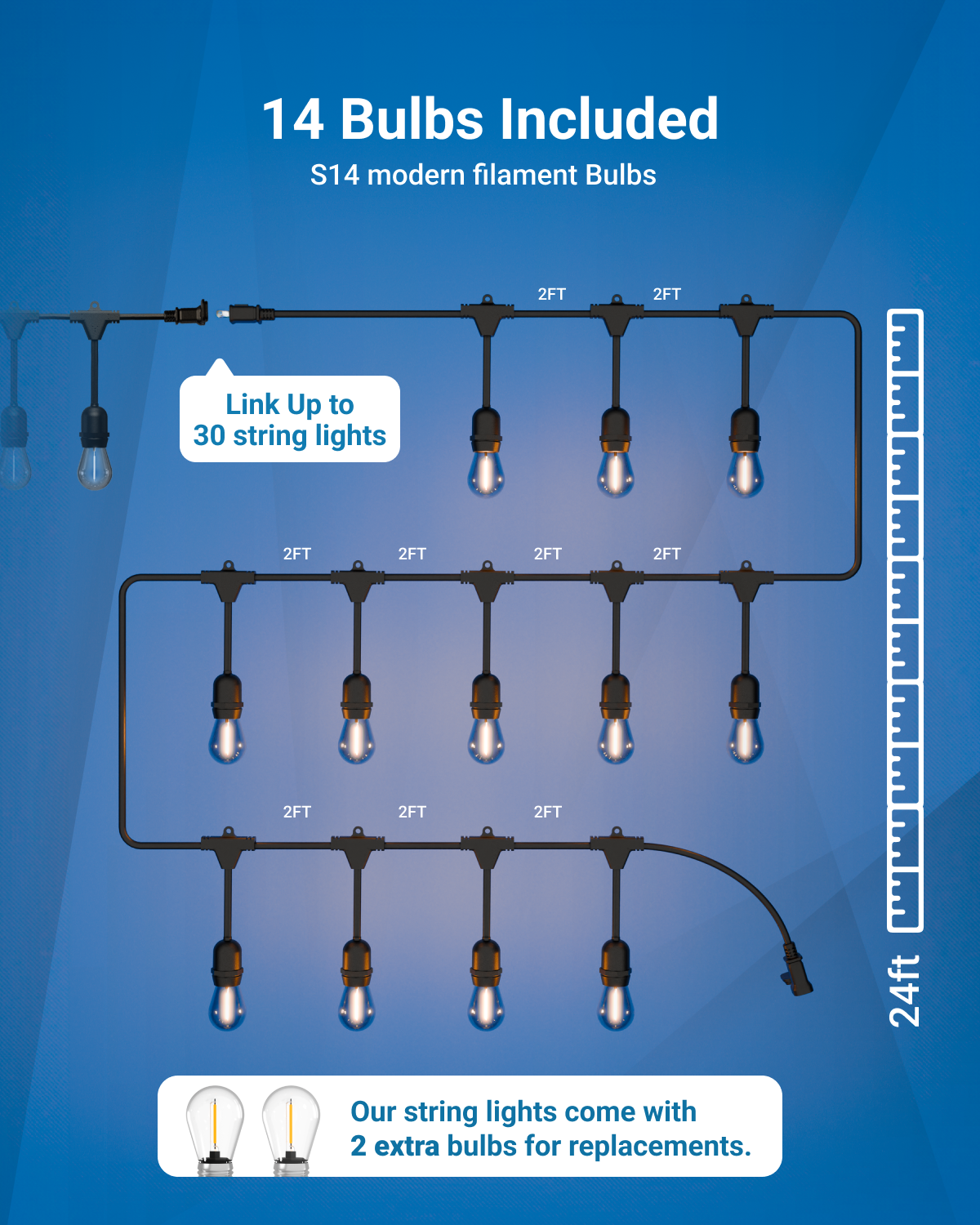 Increase the length of the string lights by adding more! The more lights you add, the better the experience.