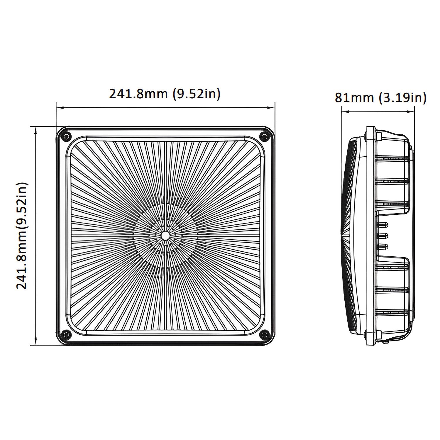 Dimension of 27W outdoor light fixture or commercial outdoor lighting