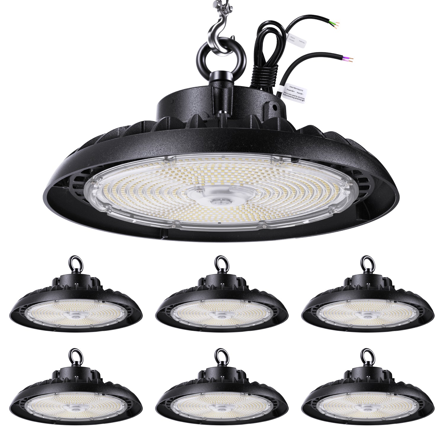 UFO High Bay LED Fixture, 300W/270W/240W, Selectable Wattage & CCT, 49000 Lumens