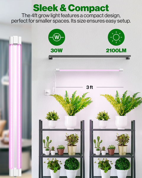 best shop light for growing plants SuncoGrow, LED Grow Light, 3ft, 30W Full Spectrum, Linkable