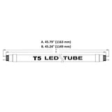 T5 LED Tube, 4ft, Frosted, Bypass, Type B, 24W, NSF Food Safe, Single/Double Ended, 3700 Lumens