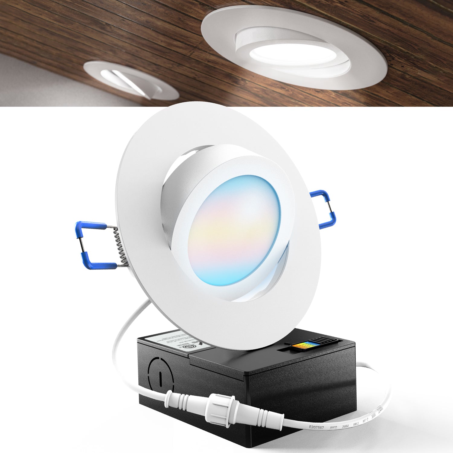 Recessed LED Lighting, 4 Inch, Slim Gimbal, Selectable CCT, 850 Lumens