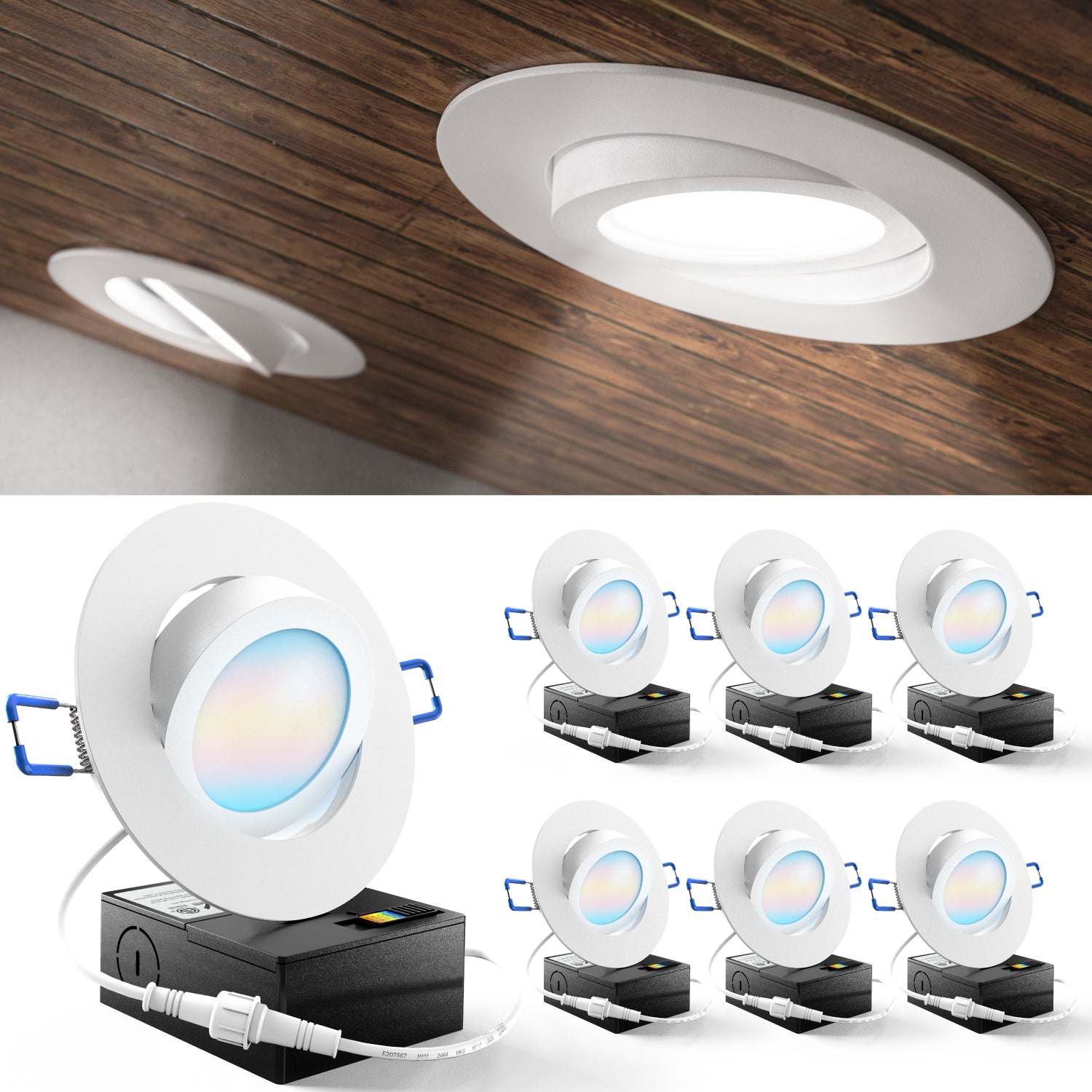 Recessed LED Lighting, 4 Inch, Slim Gimbal, Selectable CCT, 850 Lumens