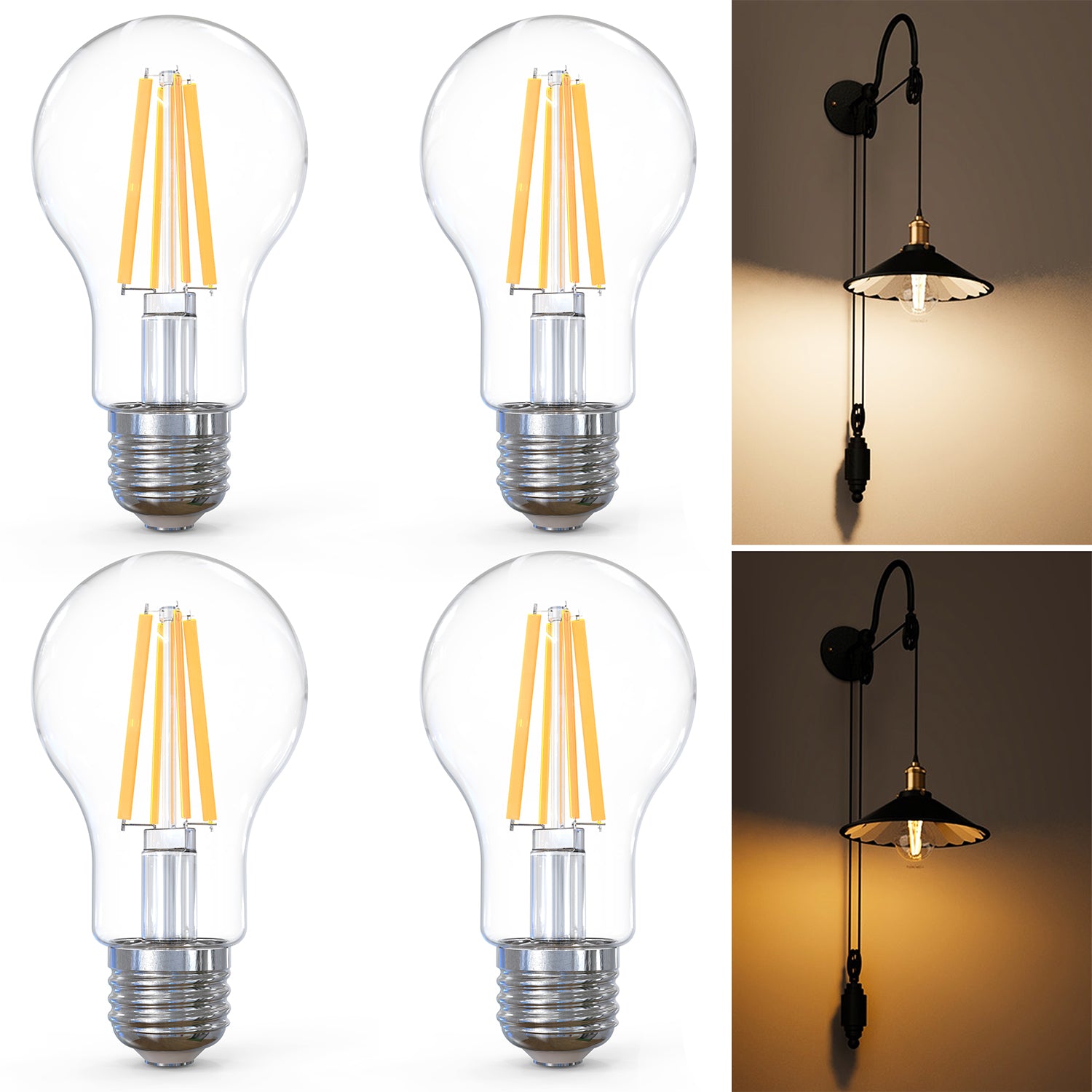 A19 LED Bulb, Filament, Night Light, 800 Lumens