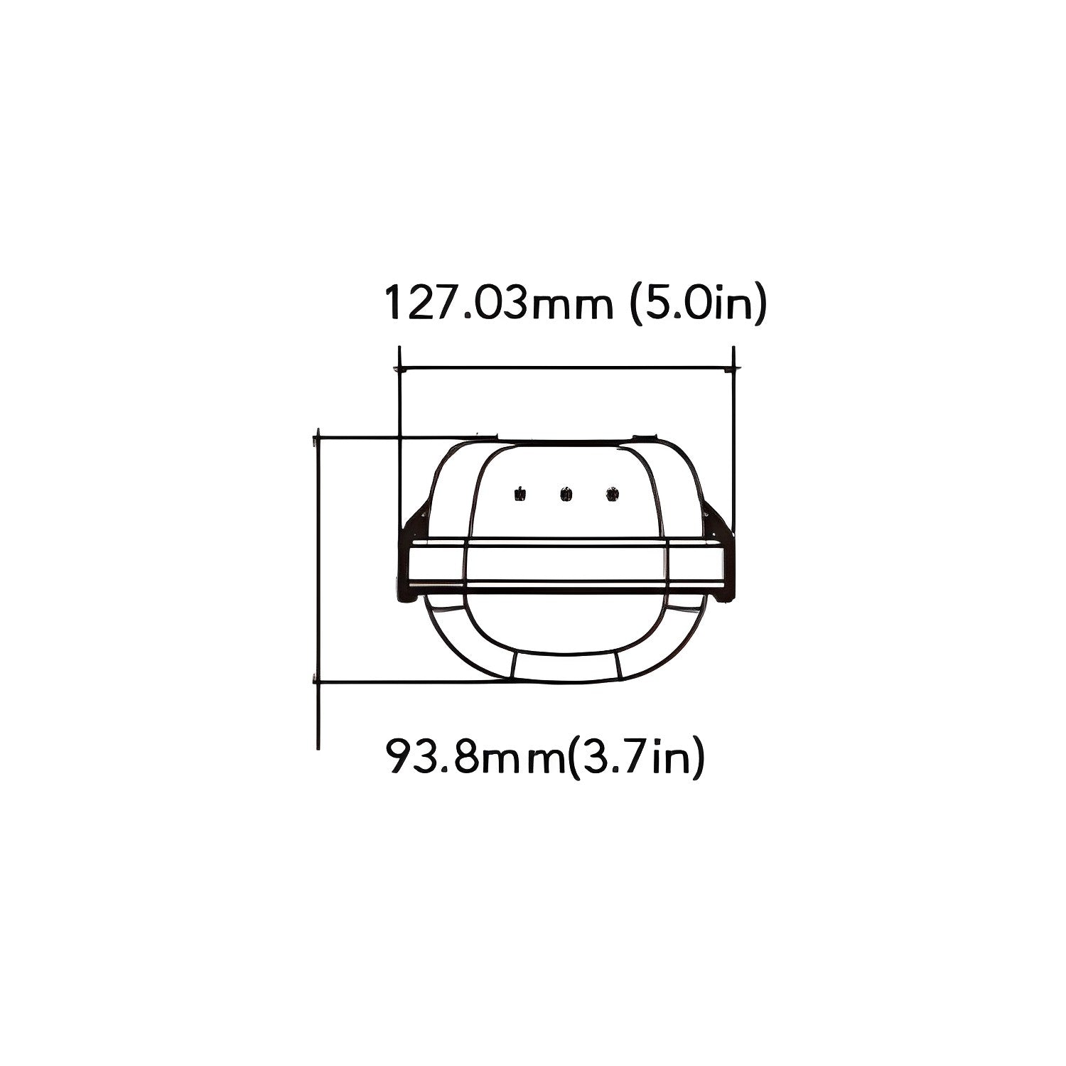 led vapor light dimension in front view