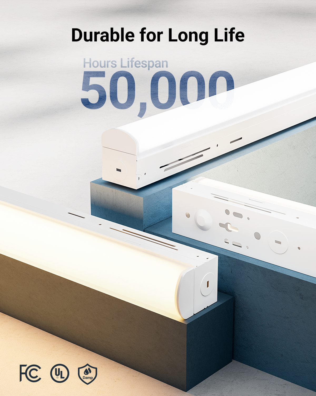 Try out the various wattage options (40W, 30W, 20W) and color temperature options (5000K, 4000K, 3500K) using the slider switch on back of the LED strip light fixture, then lock in your preference during the installation process.