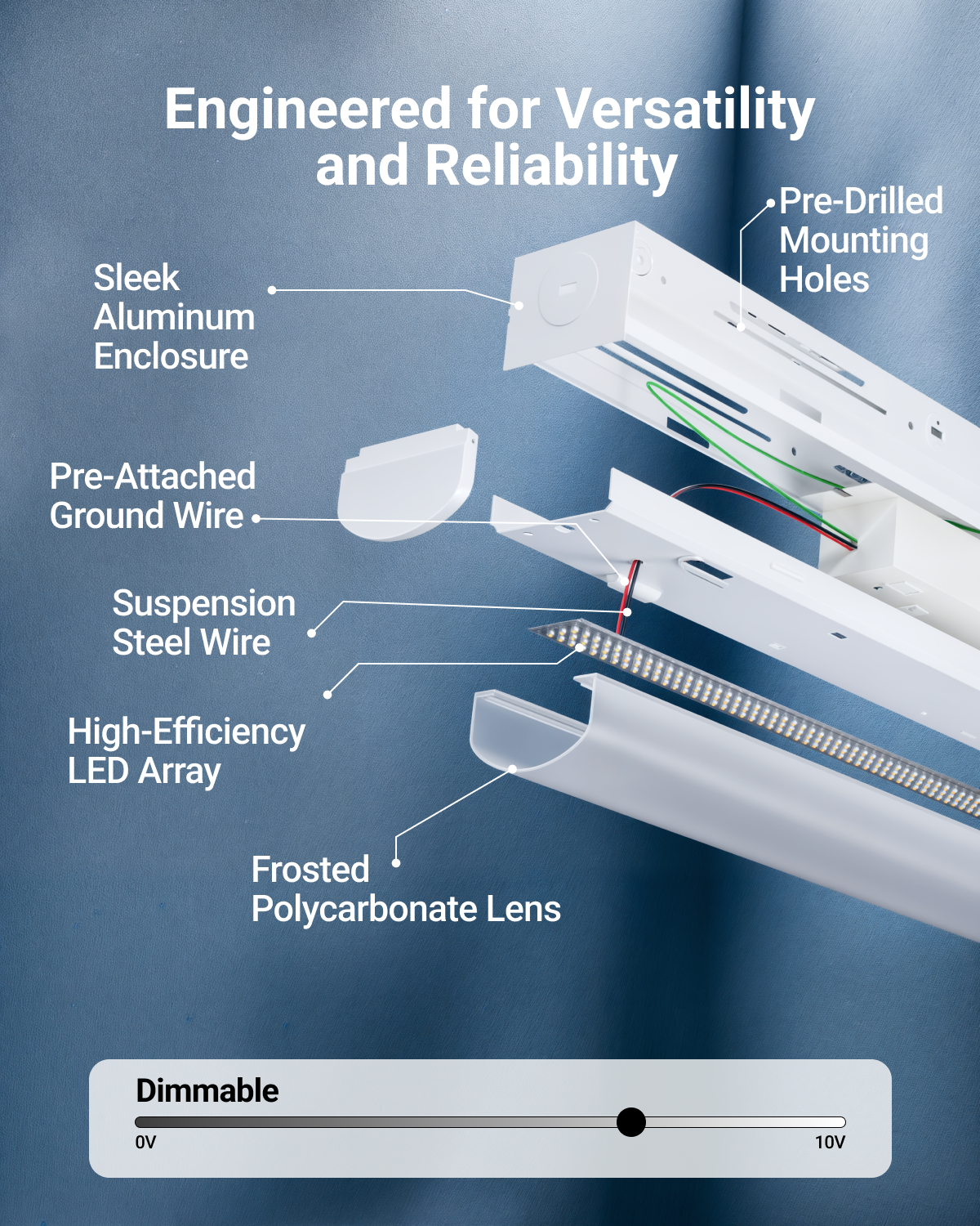 The duality of the fixture is perfect for almost any spacious environment, such as the comfort of your own home or in a retail store.