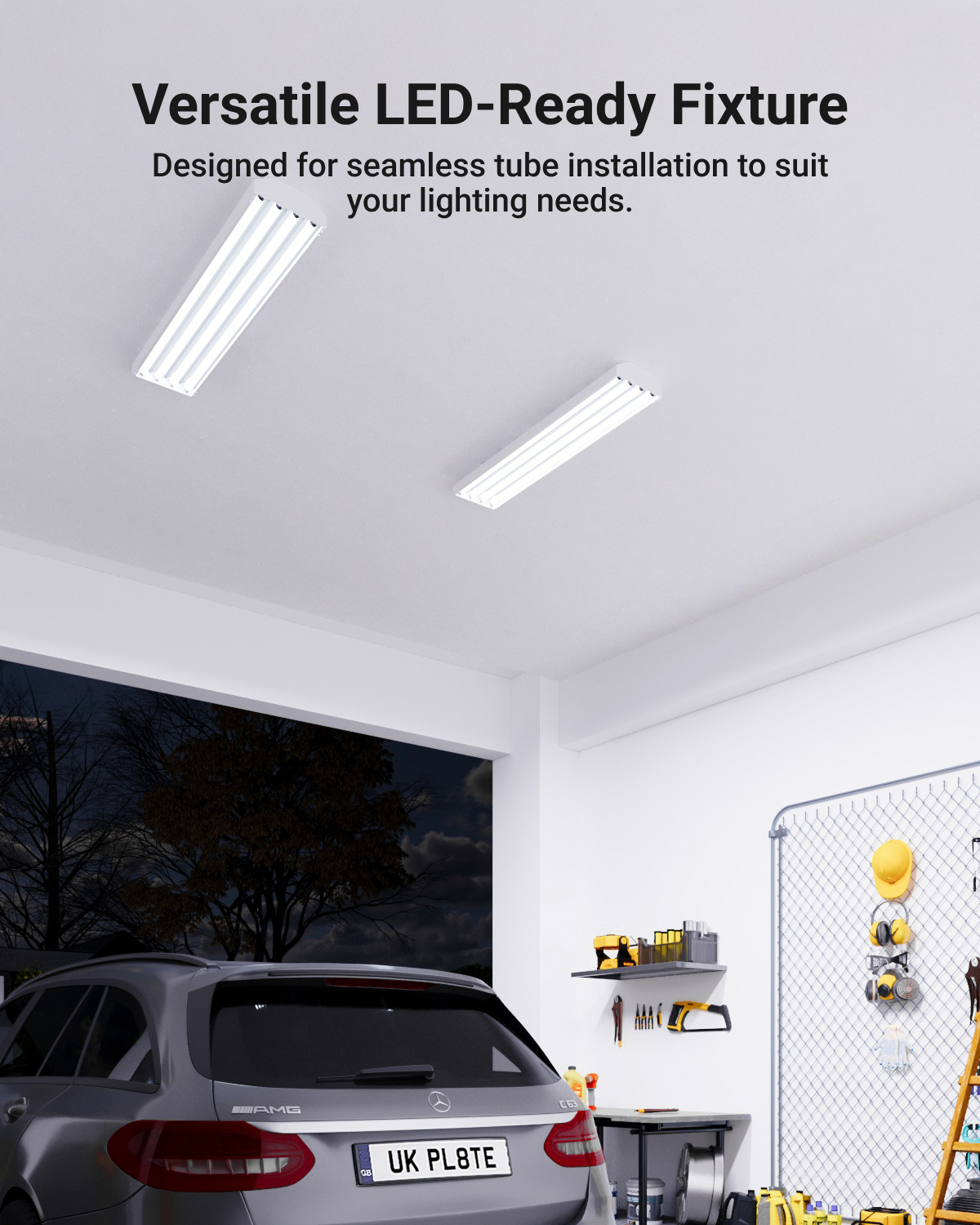 The wraparound provides bright, uniform lighting for spacious areas.