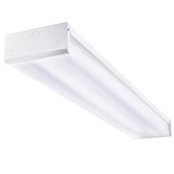 The 4ft LED Ready Wraparound Fixture features a prismatic lens for low-glare illumination, non-shunted sockets, and dual-end pre-wiring for optimal lighting performance.
