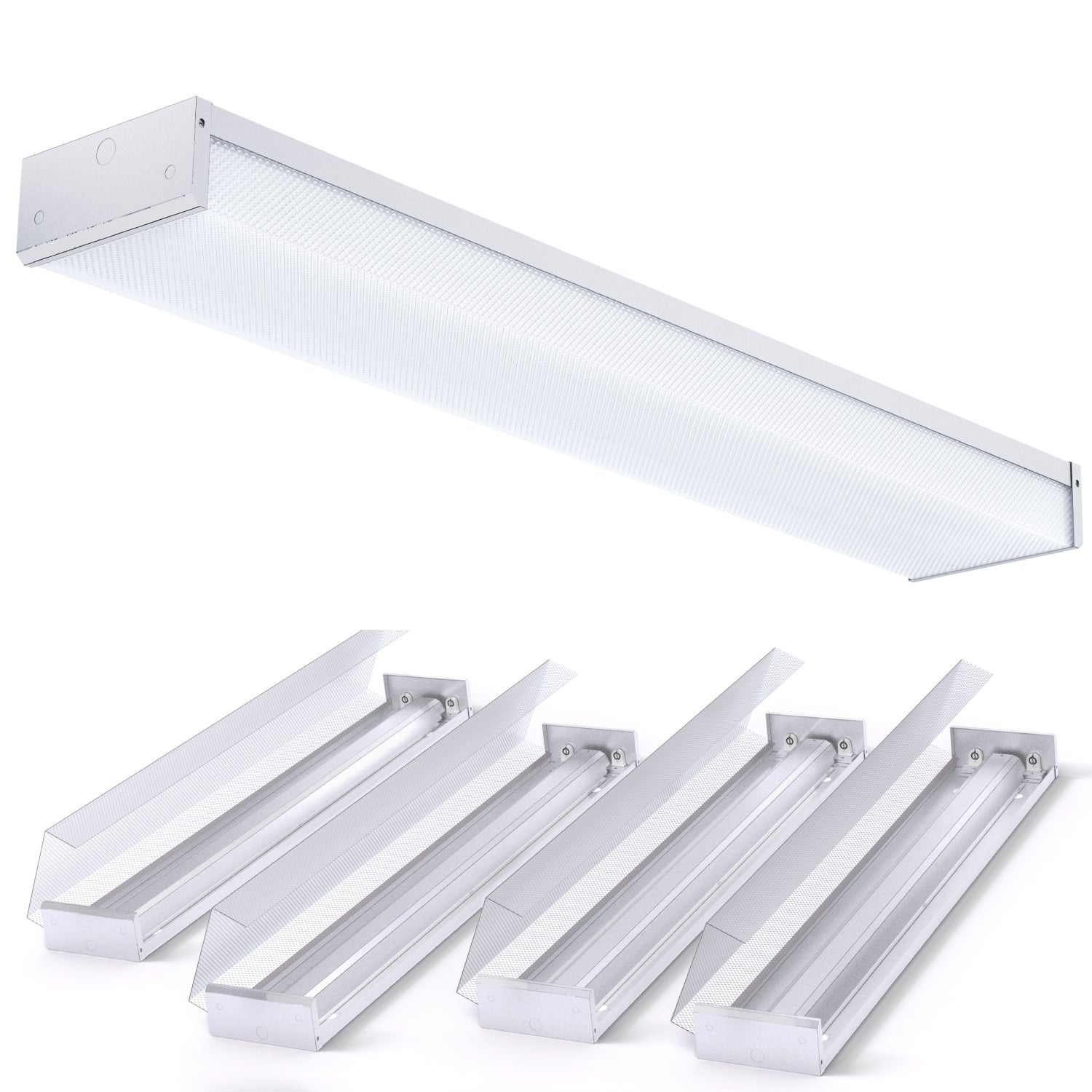 4ft T8 LED Ready Wraparound Fixture, Double Lamp, Non-Shunted, Single-Ended