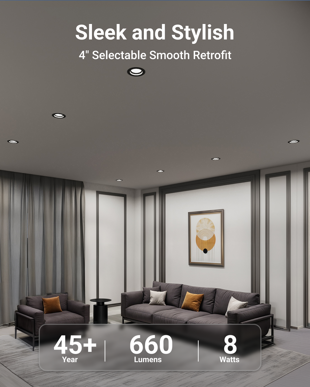 The fixture's compact design allows for versatile installation in various spaces. Seamless dimming capabilities (10%-100%) to fit any mood or decor.