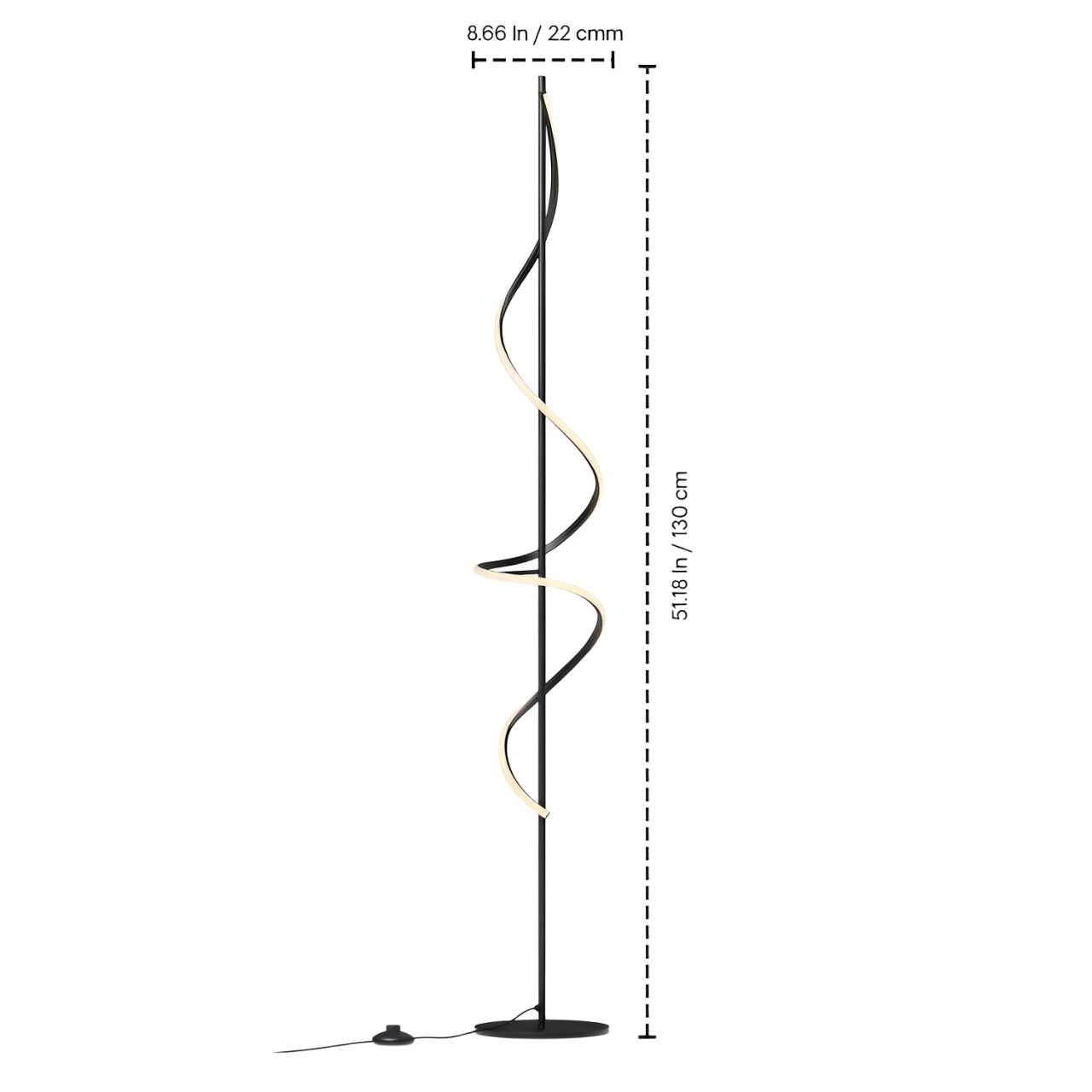 51" Sand Black LED Floor Lamp, 1500 Lumens