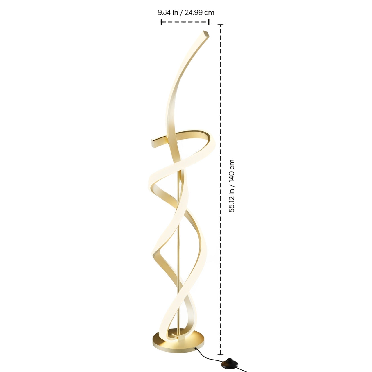 55" Matte Gold LED Floor Lamp, 2400 Lumens