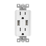 Enerlites Dual Type-A USB Charger with 15A Duplex Tamper-Resistant Receptacles
