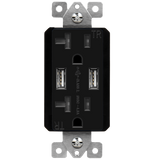 Enerlites 4.8A Dual Type-A USB Charger with 20A Duplex Tamper-Resistant Receptacles and Interchangeable Face Covers