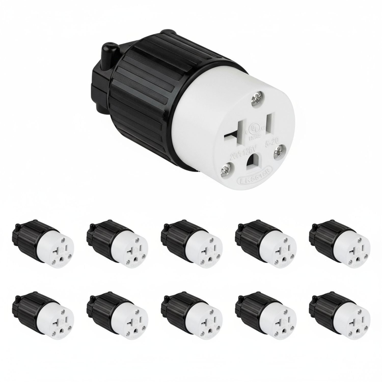 Enerlites Straight Blade Cord Connector, 20A, 5-20C