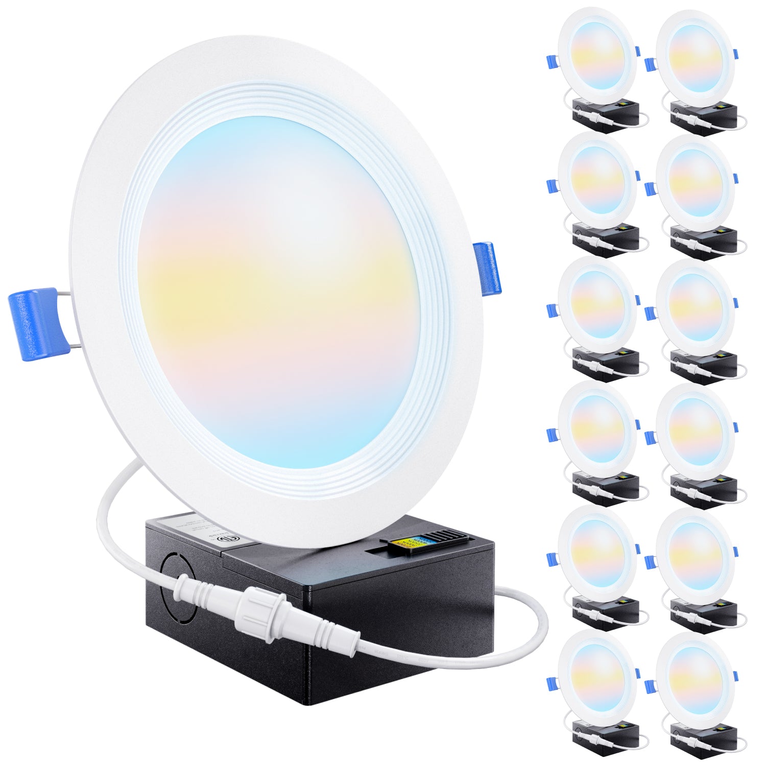 Recessed LED Lighting, 6 Inch, Slim, Baffle Trim, Selectable CCT, 850 Lumens