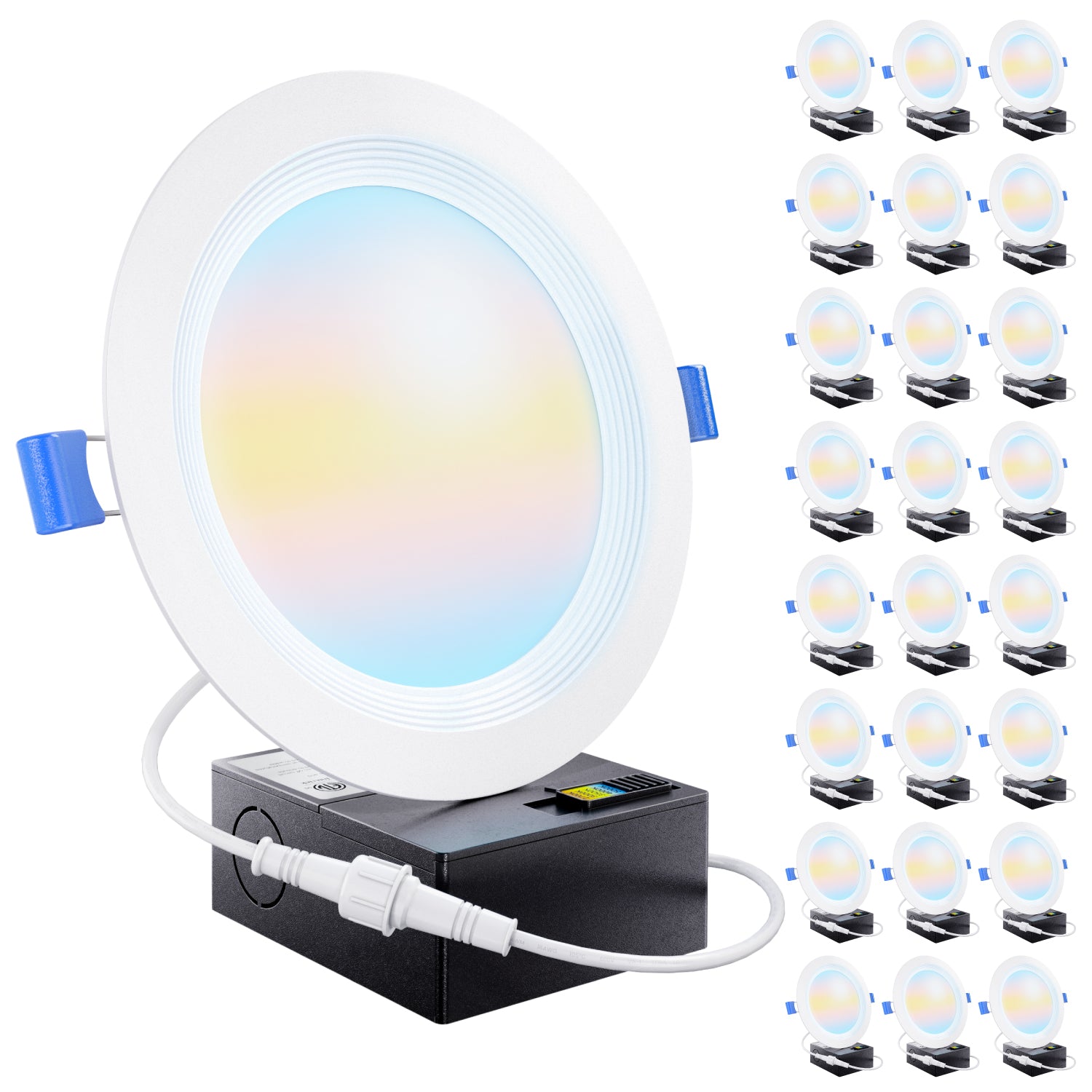 Recessed LED Lighting, 6 Inch, Slim, Baffle Trim, Selectable CCT, 850 Lumens