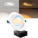 Recessed LED Lighting, 6 Inch, Slim Eyeball Gimbal, Baffle Trim, Night Light, Selectable CCT, 1400 Lumens