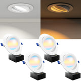 Recessed LED Lighting, 6 Inch, Slim Eyeball Gimbal, Baffle Trim, Night Light, Selectable CCT, 1400 Lumens