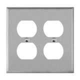 Enerlites Antimicrobial Duplex Receptacle Two-Gang Metal Wall Plate, Mid-Size