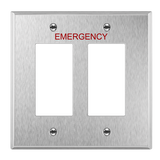 Enerlites Decorator Two-Gang Emergency Metal Wall Plate, Impact Resistant, Mid-Size