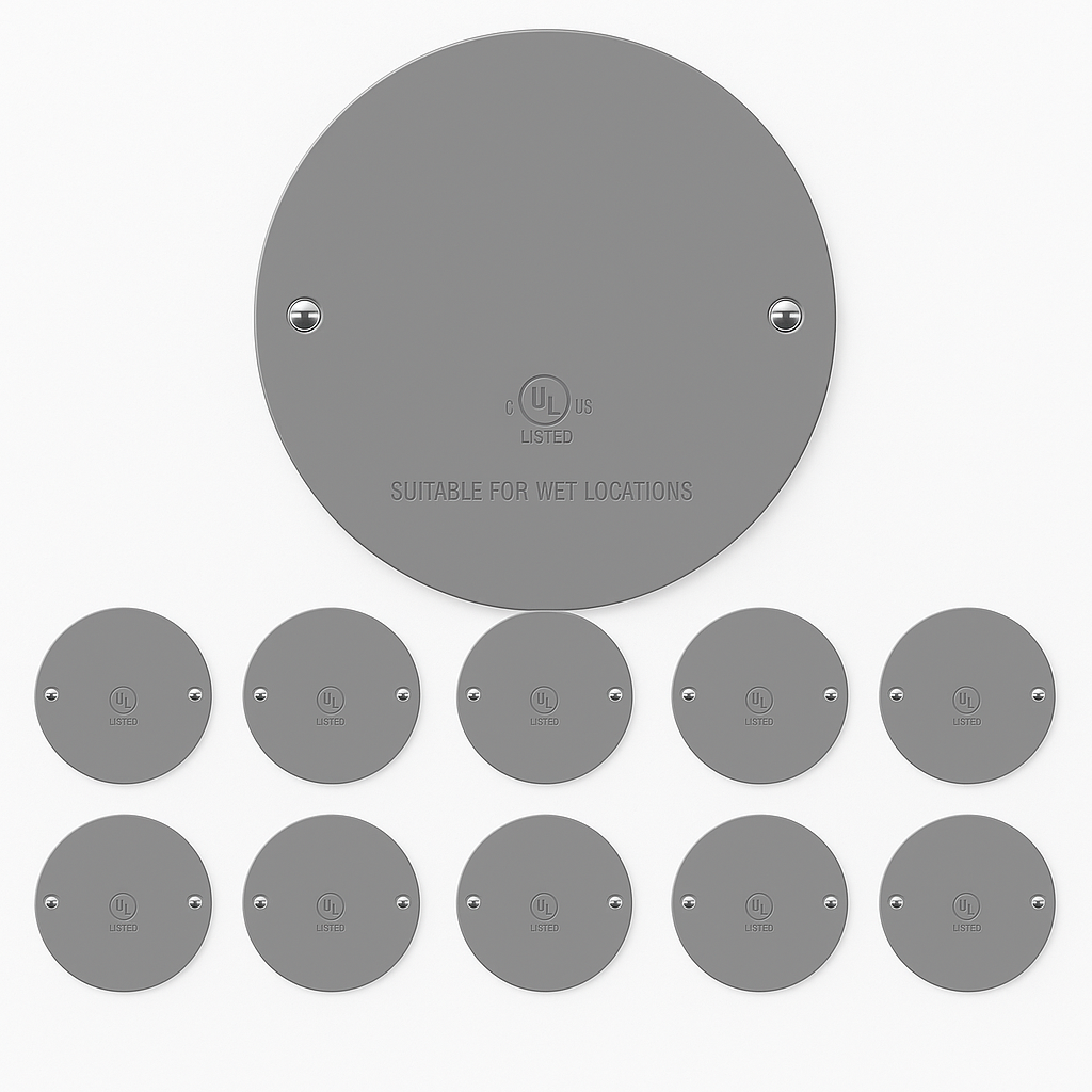 Enerlites 4″ Round Blank Metal Weatherproof Cover