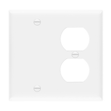 Enerlites Combination Two-Gang Wall Plate – Blank and Duplex Receptacle