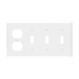 Enerlites Combination Four-Gang Wall Plate – 3 Toggles and Duplex Receptacle