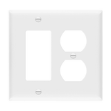 Enerlites Combination Two-Gang Wall Plate – Duplex Receptacle and Decorator/GFCI, Mid-Size