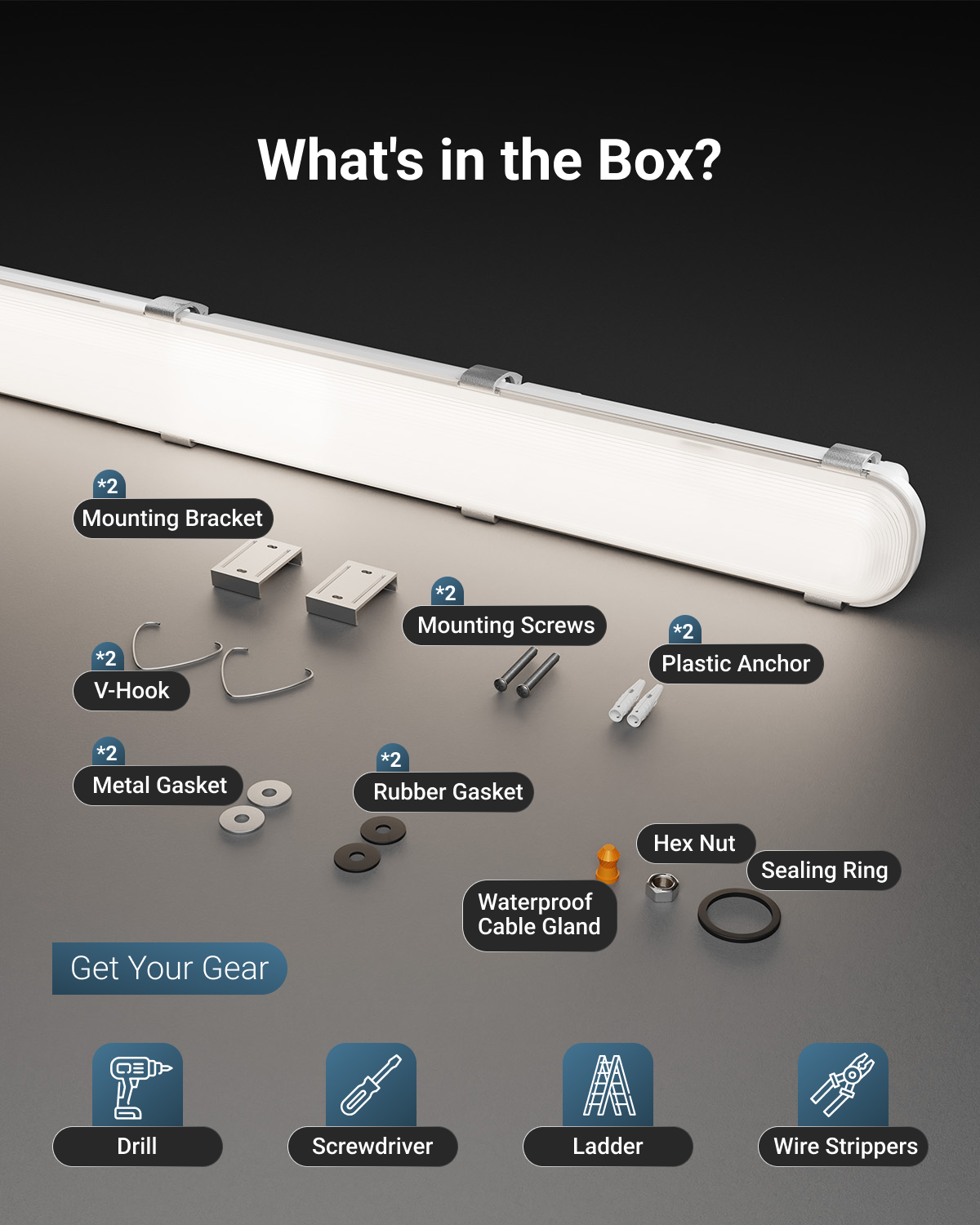 The fixture comes with everything you need for easy installation.