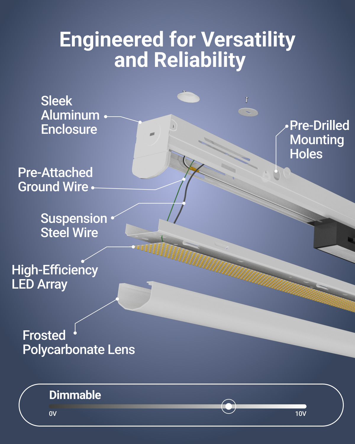 The strip light is crafted and engineered for long-lasting, high performance.