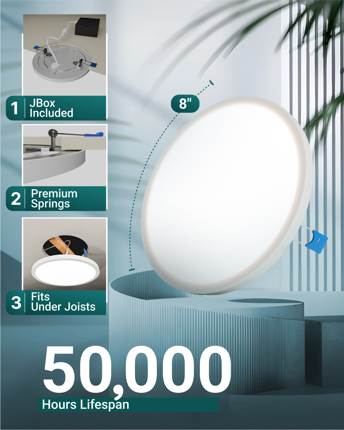 Fits soffit, double drywall ceilings, and ceiling spaces that are as small as 2".