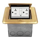 Enerlites Brass Square Soft Pop-Up Floor Box Kit with Tamper-Resistant 20A GFCI Receptacle