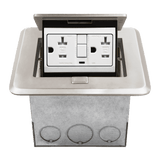 Enerlites Nickel Square Soft Pop-Up Floor Box Kit with Tamper-Resistant 20A GFCI Receptacle
