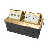 Enerlites Two-Gang Pop-Up Floor Box Kit with 20A Decorator Duplex Tamper & Weather Resistant Receptacle and RJ45