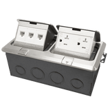 Enerlites Two-Gang Pop-Up Floor Box Kit with 20A Decorator Duplex Tamper & Weather Resistant Receptacle and RJ45