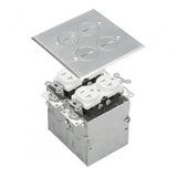 Enerlites Two-Gang Floor Box Kit with 20A Duplex Tamper & Weather Resistant Receptacle