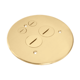 Enerlites 5-1/2” Dia. Brass Flush Round Cover Plate with 20A Duplex Tamper & Weather Resistant Receptacle