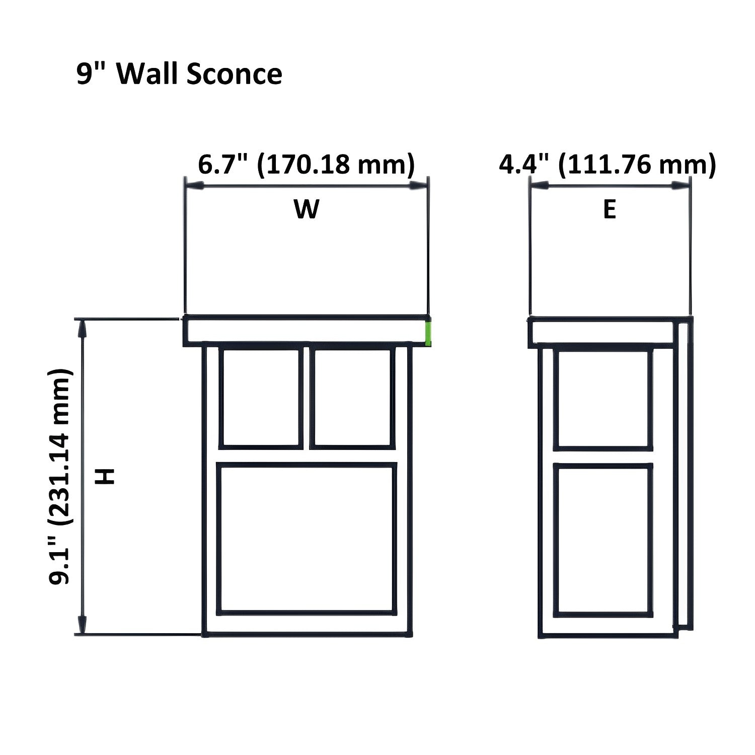 Black Finish & Glass LED Wall Sconce, 3-4311D Series